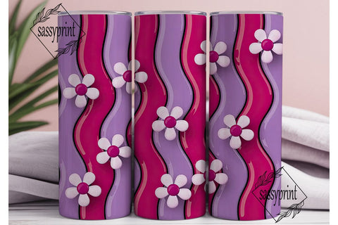 Pink Purple Flowers 20oz Tumbler Wrap Sublimation sassyprint 