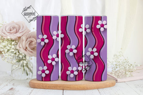 Pink Purple Flowers 20oz Tumbler Wrap Sublimation sassyprint 