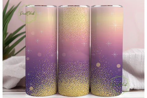 Pink & Purple Glitter 20oz Tumbler Wrap Sublimation PixelChick 