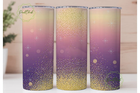 Pink & Purple Glitter 20oz Tumbler Wrap Sublimation PixelChick 