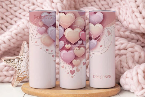 Pink & Purple Hearts 20oz Tumbler Wrap Sublimation DesignSVG 