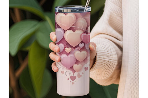 Pink & Purple Hearts 20oz Tumbler Wrap Sublimation DesignSVG 