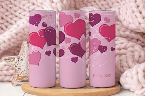 Pink & Purple Hearts 20oz Tumbler Wrap Sublimation DesignSVG 