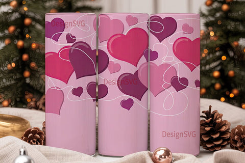 Pink & Purple Hearts 20oz Tumbler Wrap Sublimation DesignSVG 