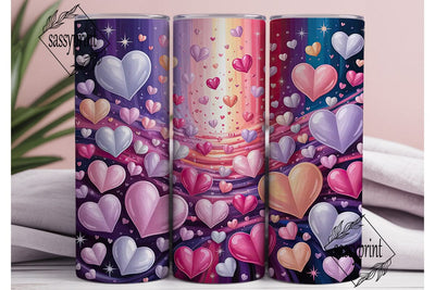 Pink Purple Hearts 20oz Tumbler Wrap Sublimation sassyprint 