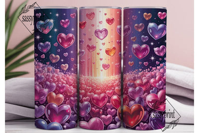 Pink Purple Hearts 20oz Tumbler Wrap Sublimation sassyprint 