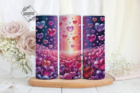 Pink Purple Hearts 20oz Tumbler Wrap Sublimation sassyprint 