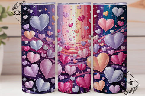 Pink Purple Hearts 20oz Tumbler Wrap Sublimation sassyprint 
