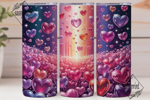 Pink Purple Hearts 20oz Tumbler Wrap Sublimation sassyprint 