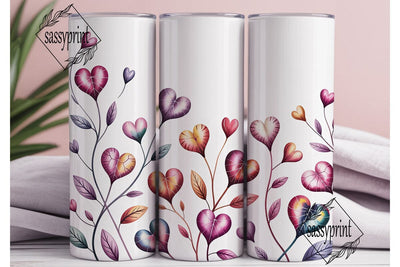 Pink Purple Watercolor Hearts 20oz Wrap Sublimation sassyprint 