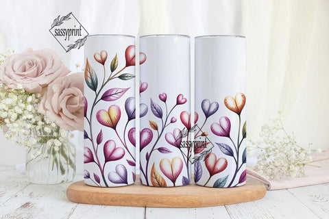 Pink Purple Watercolor Hearts 20oz Wrap Sublimation sassyprint 