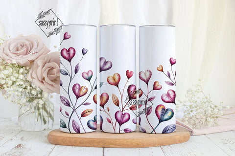 Pink Purple Watercolor Hearts 20oz Wrap Sublimation sassyprint 
