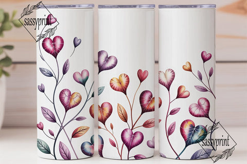 Pink Purple Watercolor Hearts 20oz Wrap Sublimation sassyprint 