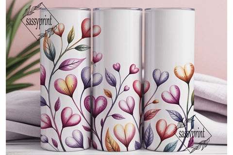 Pink Purple Watercolor Hearts 20oz Wrap Sublimation sassyprint 