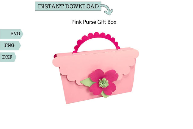 Pink Purse box with Pink Dogwood Blossom SVG Sharia Morton Designs 