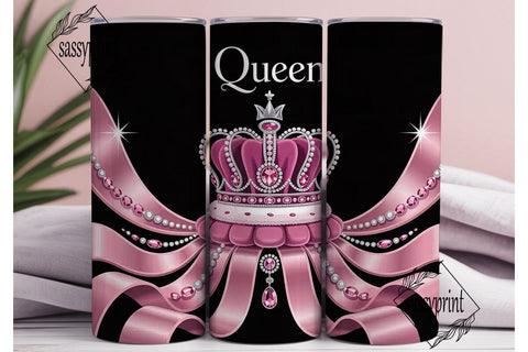 Pink Queen Crown 20oz Tumbler Wrap Sublimation sassyprint 