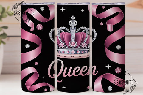 Pink Queen Crown 20oz Tumbler Wrap Sublimation sassyprint 