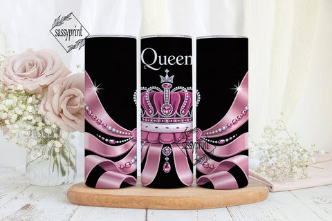 Pink Queen Crown 20oz Tumbler Wrap Sublimation sassyprint 