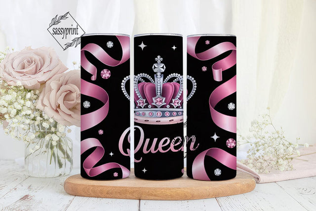 Pink Queen Crown 20oz Tumbler Wrap Sublimation sassyprint 