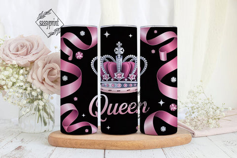 Pink Queen Crown 20oz Tumbler Wrap Sublimation sassyprint 