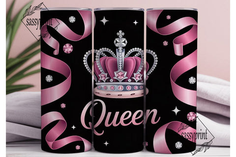 Pink Queen Crown 20oz Tumbler Wrap Sublimation sassyprint 