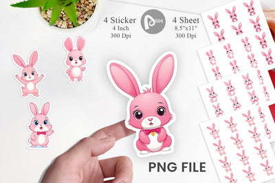 Pink Rabbit Valentine Sticker Sublimation artnoy 
