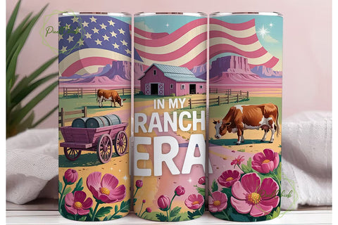 Pink Ranch Era 20oz Tumbler Wrap Sublimation PixelChick 
