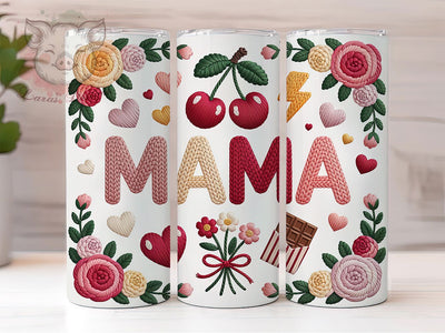 Pink Red Roses Yarn 20oz Tumbler, Faux Yarn Pattern, Sublimation Tumbler Wrap, 20oz Tumbler, Thankful Mama Gift, Cozy Yarn Floral, Motherhood Keepsake Sublimation Lara' s Designs 