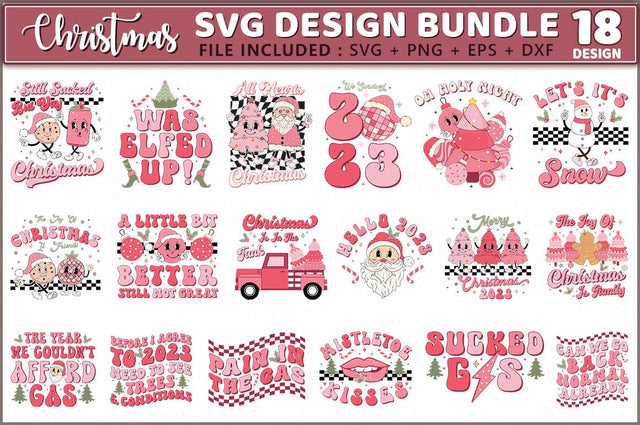 Pink Retro Christmas SVG Bundle SVG Shetara Begum 