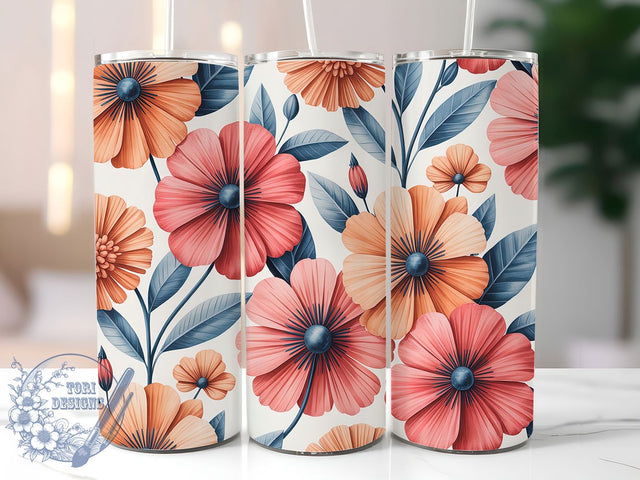 Pink Retro Flower Power Tumbler, Flower Power, Groovy Wrap, Sublimation Art, 20oz Tumbler, Vintage Theme, Colorful Style Sublimation ToriDesigns 