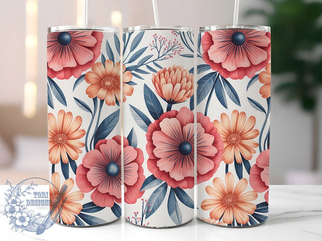 Pink Retro Flower Power Tumbler, Flower Power, Groovy Wrap, Sublimation Art, 20oz Tumbler, Vintage Theme, Colorful Style Sublimation ToriDesigns 