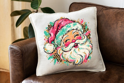 Pink Retro Santa Sublimation Design PNG SVG DesignDestine 