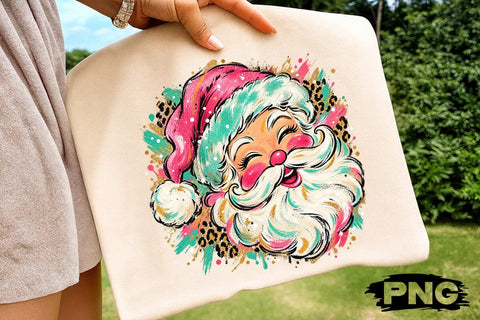 Pink Retro Santa Sublimation Design PNG SVG DesignDestine 
