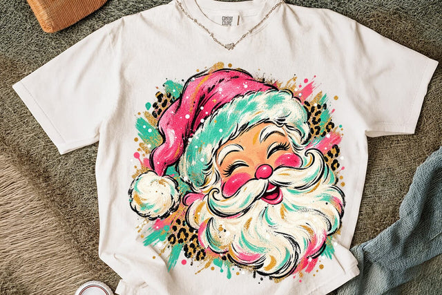 Pink Retro Santa Sublimation Design PNG SVG DesignDestine 