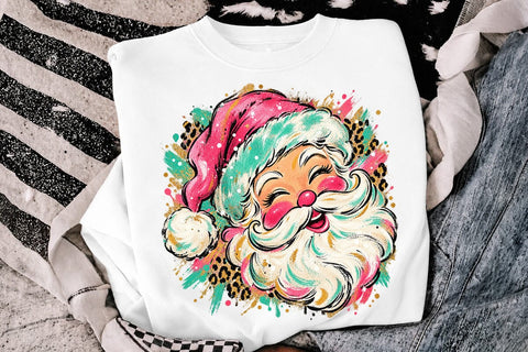 Pink Retro Santa Sublimation Design PNG SVG DesignDestine 