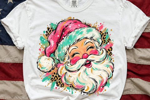 Pink Retro Santa Sublimation Design PNG SVG DesignDestine 