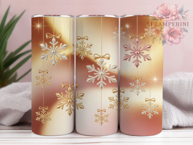 Pink Rhinestone Snowflake Christmas Tumbler, Pink Christmas Sublimation Design, Winter Holiday Cup Art, 20oz Xmas Tumbler, Whimsical Snowflake Mug, Stylish Pink Christmas Cup, Cozy Winter Wrap Sublimation Li Zamperini 