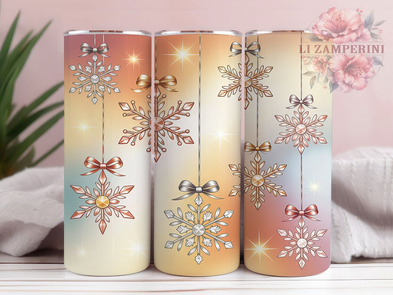Pink Rhinestone Snowflake Christmas Tumbler, Pink Christmas Sublimation Design, Winter Holiday Cup Art, 20oz Xmas Tumbler, Whimsical Snowflake Mug, Stylish Pink Christmas Cup, Cozy Winter Wrap Sublimation Li Zamperini 