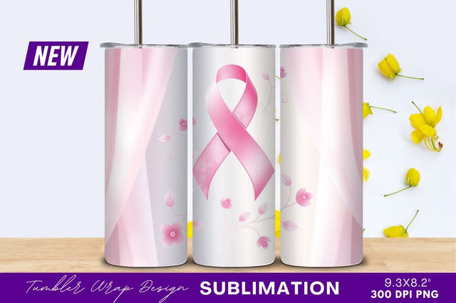 Pink ribbon and flowers for breast cancer Sublimation Regulrcrative 