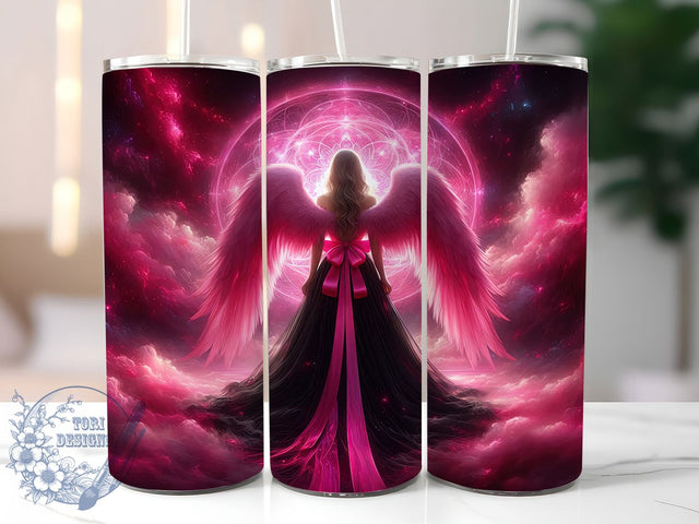 Pink Ribbon Angel Survivor 20oz Tumbler, Pink Ribbon, Angel Tumbler, Survivor Support, Sublimation Wrap, 20Oz Tumbler, Hope Strength Sublimation ToriDesigns 