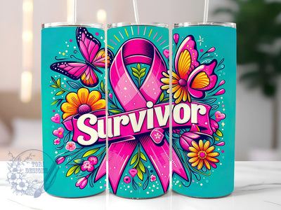 Pink Ribbon Awareness 20 oz Skinny Tumbler Sublimation Design, Breast Cancer Survivor Tumbler Png, Straight & Tapered Tumbler Wrap, Instant Digital Download Sublimation ToriDesigns 