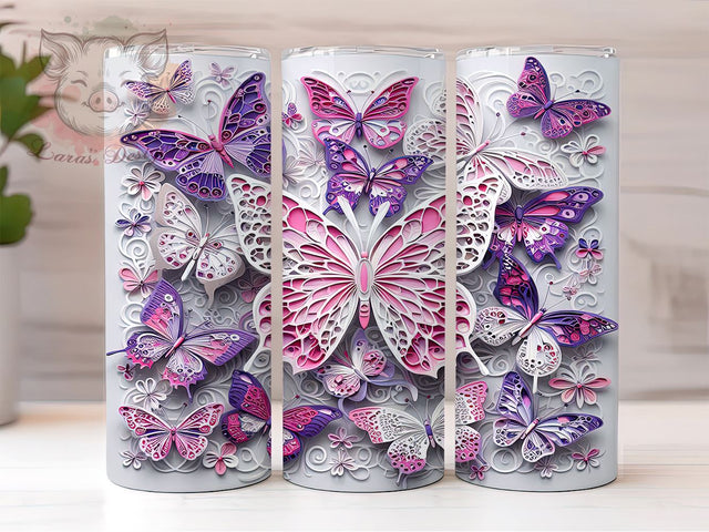 Pink Ribbon Awareness 20oz Tumbler, Breast Cancer Awareness, 20oz Tumbler, Sublimation Wrap, Pink Ribbon Design, Cancer Survivor Gift, Awareness Month Gift, 3D Tumbler Wrap Sublimation Lara' s Designs 