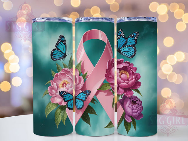 Pink Ribbon Awareness 20oz Tumbler, Pink Ribbon, Awareness Tumbler, Survivor Support, Hope Strength, Sublimation Wrap, 20Oz Tumbler Sublimation SvggirlplusArt 