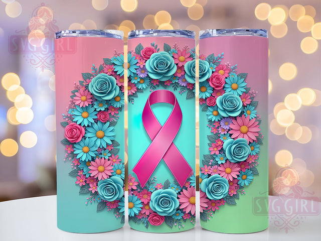 Pink Ribbon Awareness 20oz Tumbler, Pink Ribbon, Awareness Tumbler, Survivor Support, Hope Strength, Sublimation Wrap, 20Oz Tumbler Sublimation SvggirlplusArt 