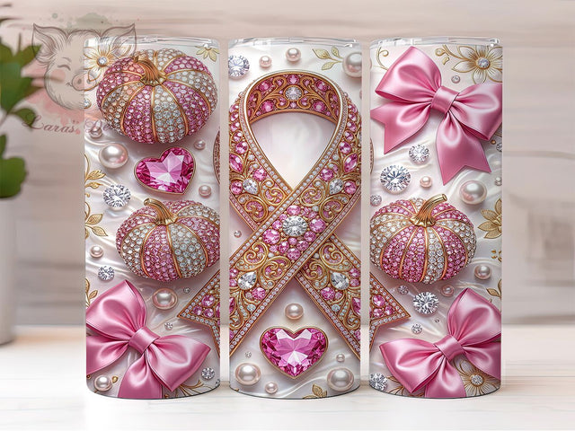 Pink Ribbon Awareness 20oz Tumbler, Pink Ribbon PNG, Ribbon Awareness, Awareness Tumbler, Pink Ribbon Tumbler, Pink Awareness PNG, Breast Cancer PNG, 20oz Tumbler Wrap Sublimation Lara' s Designs 