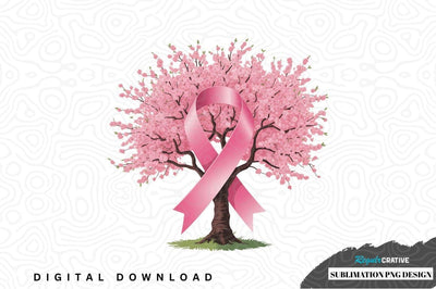 Pink ribbon awareness cherry blossom tree sublimation design Sublimation Regulrcrative 