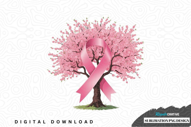 Pink ribbon awareness cherry blossom tree sublimation design Sublimation Regulrcrative 