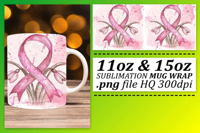 Pink Ribbon Awareness Mug Wrap – 11oz & 15oz Sublimation Print Sublimation afrosvg 