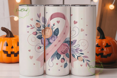 Pink Ribbon Awareness Tumbler Wrap Sublimation PixelChick 
