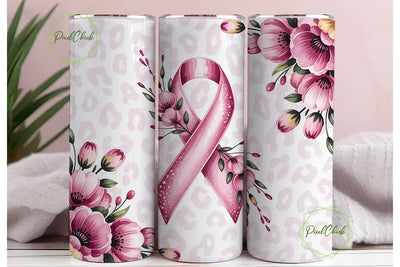 Pink Ribbon Awareness Tumbler Wrap Sublimation PixelChick 